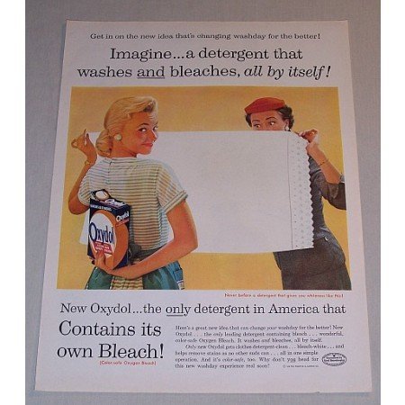 1957 Oxydol Detergent Color Print Ad Washes and Bleaches