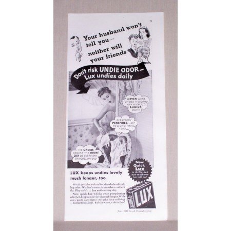 1942 Lux Detergent Vintage Print Ad - Don't Risk Undie Odor