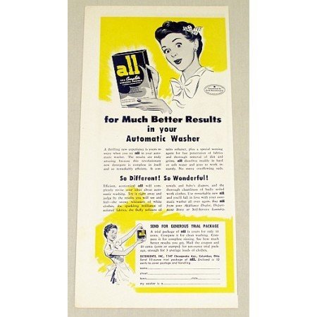 1948 All Laundry Powder Detergent Color Print Art Ad