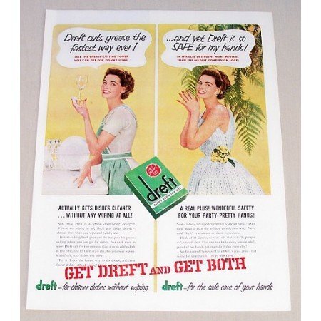 1953 Dreft Dish Detergent Color Print Ad - Get Both