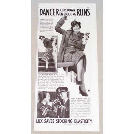 1935 Lux Detergent Vintage Print Ad - Dancer Cuts Down On Runs