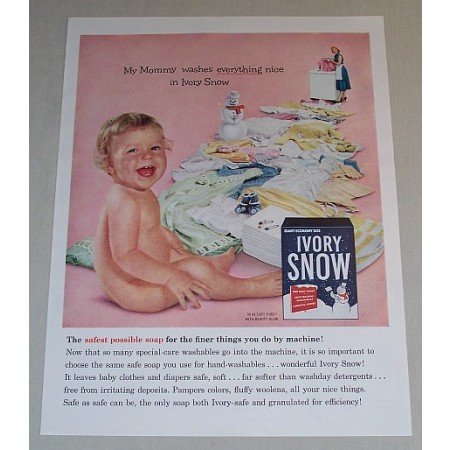 1957 Ivory Snow Detergent Color Ad - My Mommy Washes