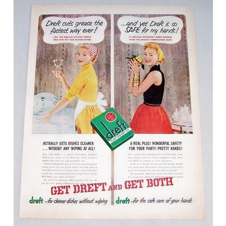 1954 Dreft Dish Detergent Color Print Ad