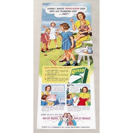 1947 Rinso Detergent Vintage Print Color Art Ad - Mrs. Thomas Dolan N.J.