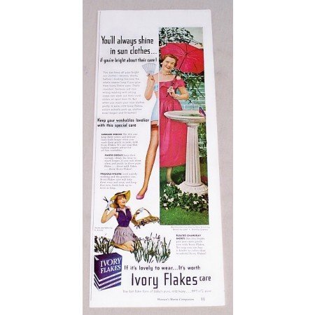 1949 Ivory Flakes Detergent Color Print Ad - You'll Always Shine