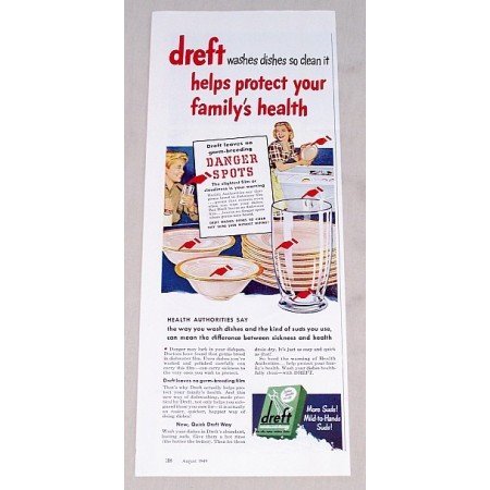 1949 Dreft Dishwasher Detergent Color Print Ad