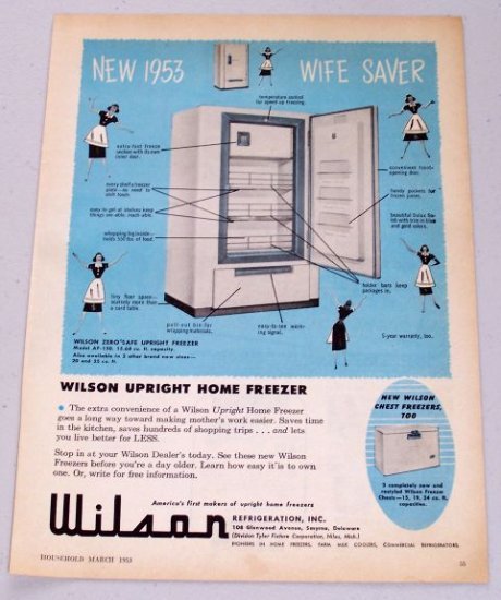 1953 Wilson Upright Home Freezer Model AF-150 Vintage Appliance Vintage Print Ad