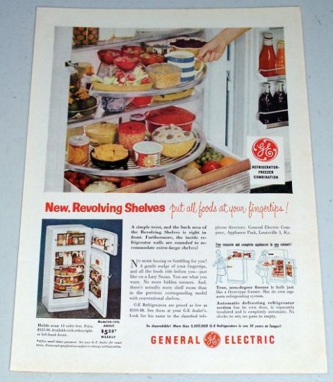 1954 General Electric GE Model LH-121L Refrigerator Color Appliance Print Ad