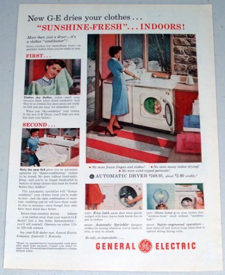 1954 General Electric GE Automatic Dryer Color Appliance Print Ad
