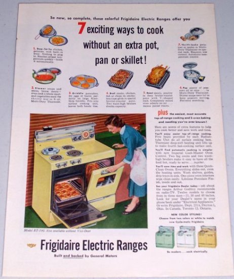 1954 Frigidaire Model RT-70G Electric Range Stove Color Appliance Print Ad