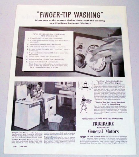 1948 Frigidaire Automatic Washer Appliance Vintage Print Ad