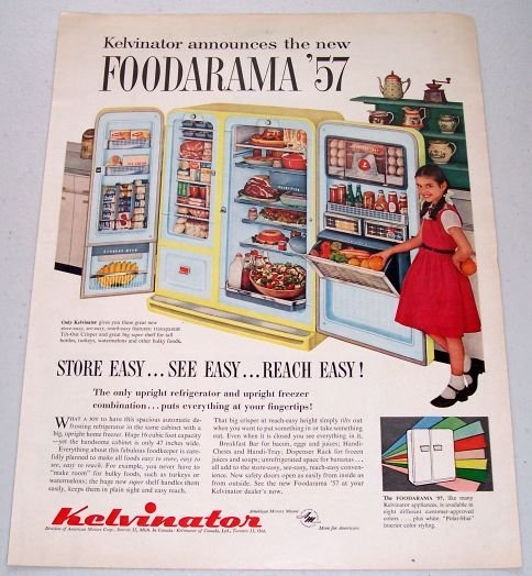 1957 Kelvinator Foodarama Refrigerator Color Print Ad