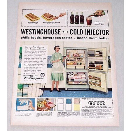 1958 Westinghouse Refrigerator Color Print Ad