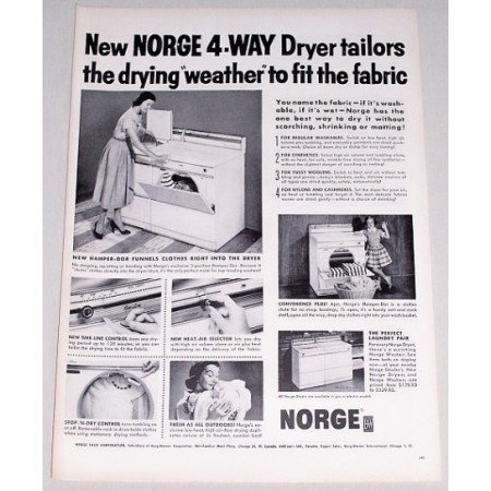 1956 Norge 4 Way Model D5 Dryer Vintage Print Ad