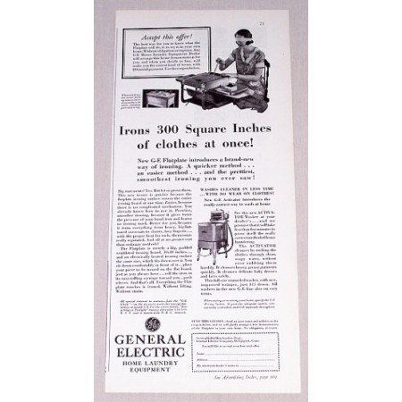 1932 General Electric Activator Wringer Washer Vintage Print Ad