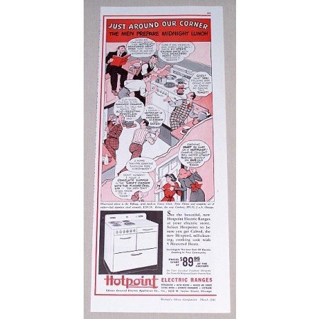 1941 Hotpoint Electric Ranges Color Print Ad Around The Corner