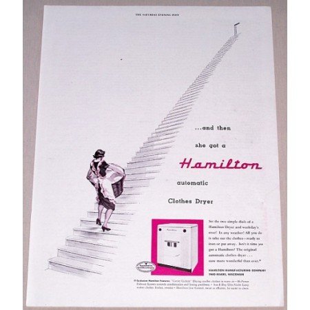 1952 Hamilton Automatic Clothes Dryer Color Print Ad