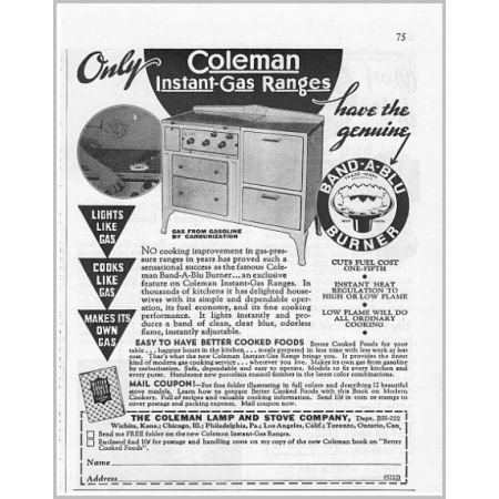 1931 Coleman Instant Gas Range Stove Vintage Print Ad
