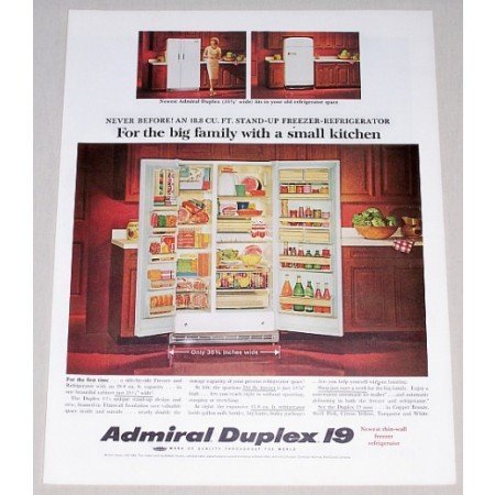 1964 Admiral Duplex 19 Freezer Refrigerator Color Print Ad