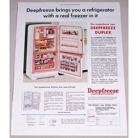 1955 Deepfreeze Duplex Refrigerator Color Print Ad
