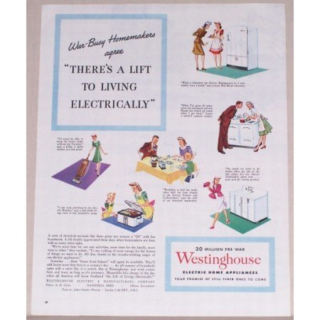 1945 Westinghouse Electric Home Appliances Color Print Ad