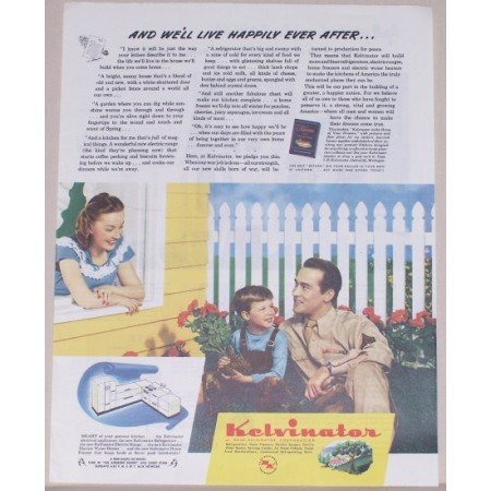 1945 Kelvinator Electrical Kitchens Color Print Wartime Ad