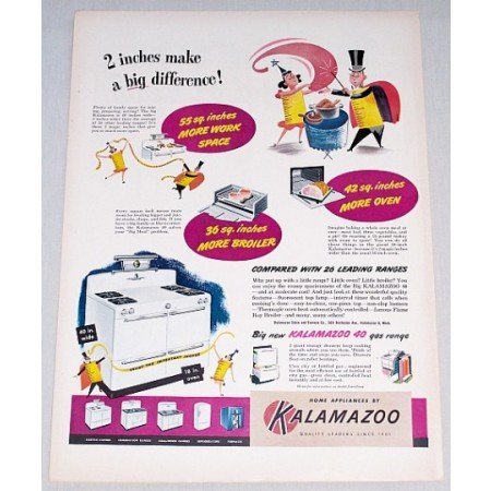 1948 Kalamazoo 40 Gas Range Color Print Ad - Big Difference