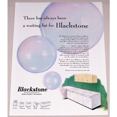 1952 Blackstone Home Laundry Appliances Color Print Ad