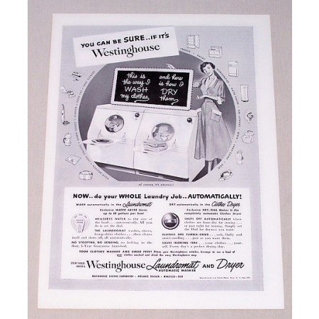 1949 Westinghouse Electric Washer Dryer Vintage Print Ad