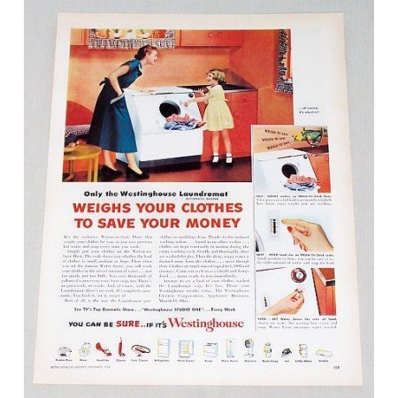 1950 Westinghouse Laundromat Electric Washer Color Print Ad