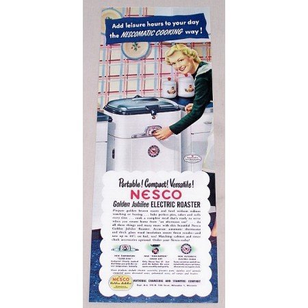 1949 Nesco Golden Jubilee Electric Roaster Color Print Ad