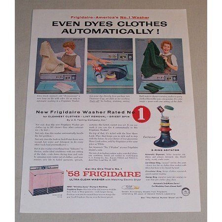 1957 Frigidaire Ultra-Clean Washer Color Print Ad