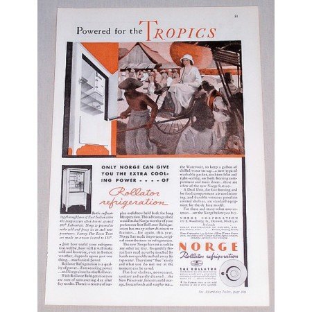 1932 Norge Rollator Refrigerator Color Print Ad - The Tropics