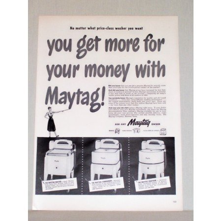 1948 Maytag Master Commander Chieftain Wringer Washer Vintage Print Ad