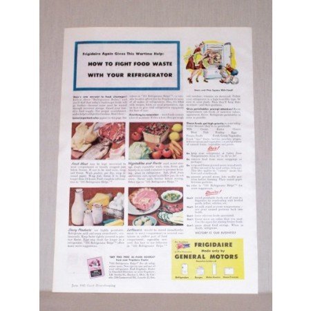 1945 Frigidaire Refrigerator Color Print Ad - Fight Food Waste