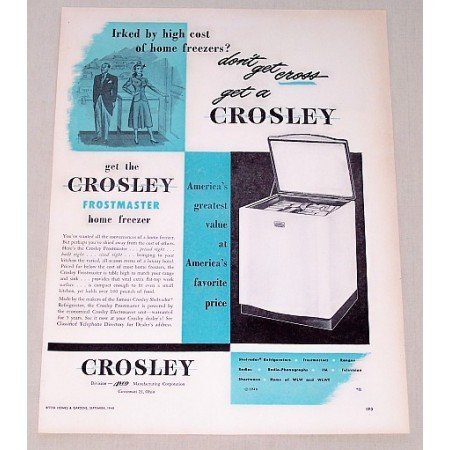 1948 Crosley Frostmaster Home Freezer Vintage Print Ad