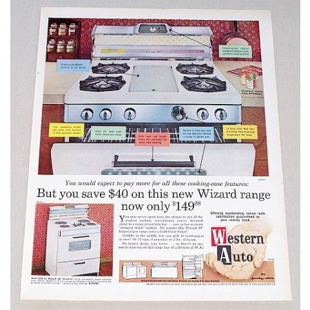 1963 Western Auto Wizard 30 Imperial Gas Range Color Print Ad