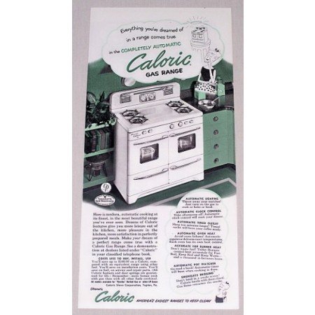 1952 Automatic Caloric Gas Range Color Print Ad