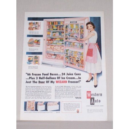 1958 Western Auto Wizard Imperial 20 Freezer Color Print Ad