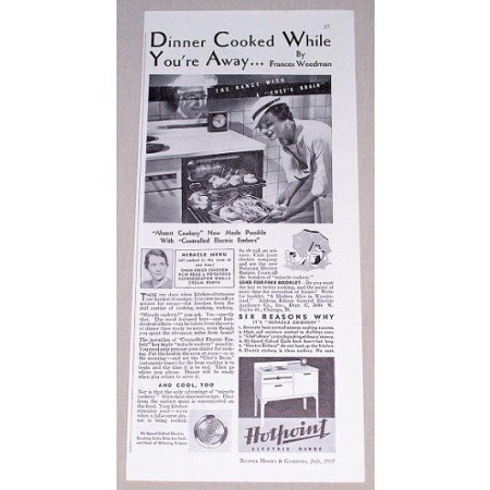 1935 Hotpoint Electric Range Vintage Print Ad - Dinner Cooked
