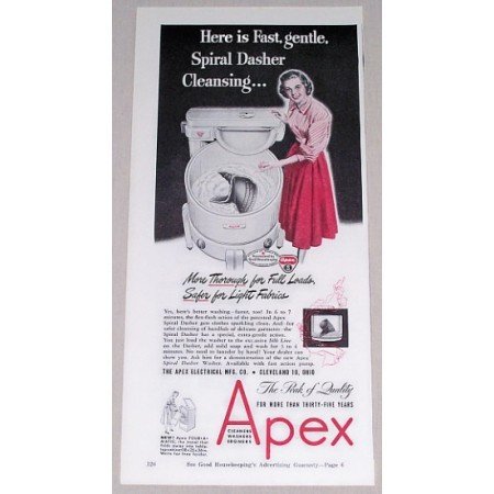 1948 Apex Spiral Dasher Wringer Washer Vintage Print Ad