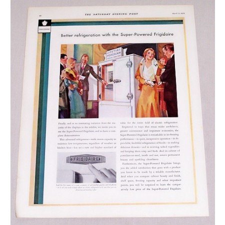 1932 Super Powered Frigidaire Refrigerator Color Print Ad