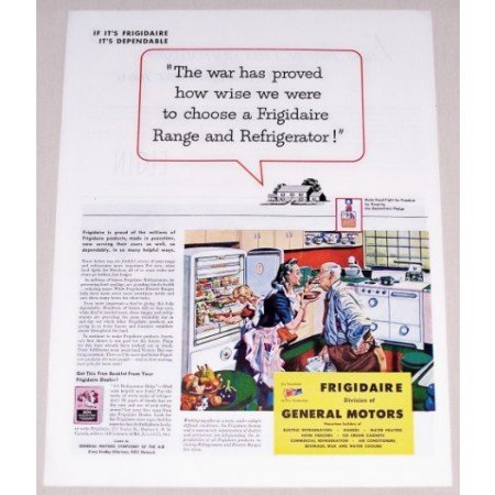 1944 Frigidaire Kitchen Appliances Color Print Ad - War Has Proved
