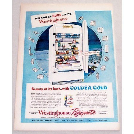 1949 Westinghouse Aristocrat 10 Refrigerator Color Print Ad