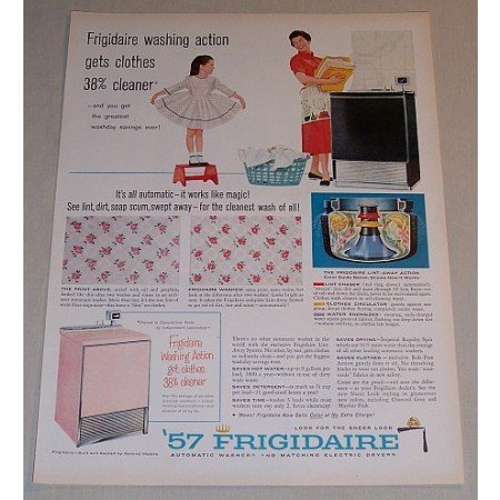 1957 Frigidaire Automatic Washer Color Print Ad
