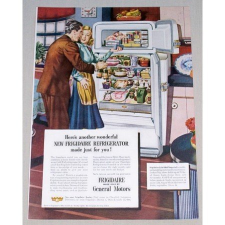 1948 Frigidaire Cold Wall Imperial Refrigerator Color Print Art Ad