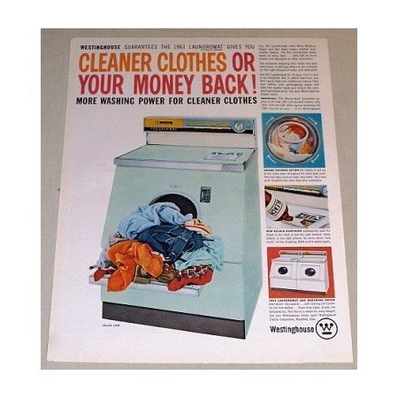1960 Color Print Ad for 1961 Westinghouse Laundromat Washer