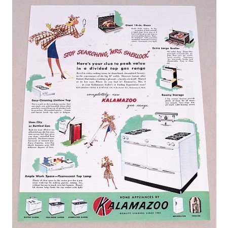 1947 Kalamazoo Gas Range Home Appliances Color Print Ad