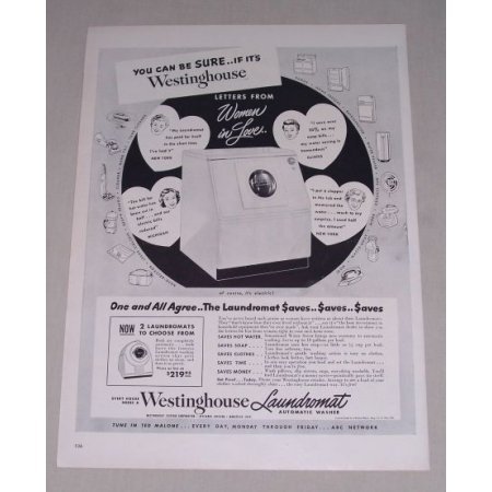 1949 Westinghouse Laundromat Automatic Washer Vintage Print Ad