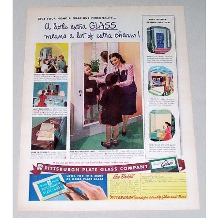 1946 Pittsburgh Plate Glass Co. Glass Door Mirror Color Print Ad
